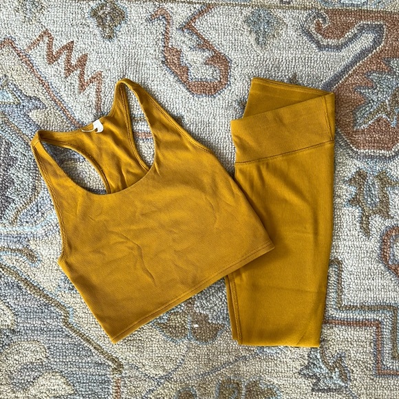 Pact Pants - PACT golden yellow ribbed set size large EUC